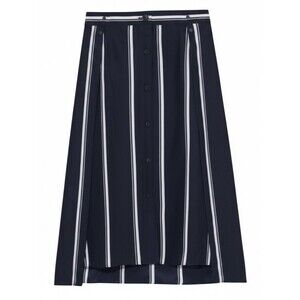 Rag & Bone Striped 100% Silk Navy/White Skirt 0